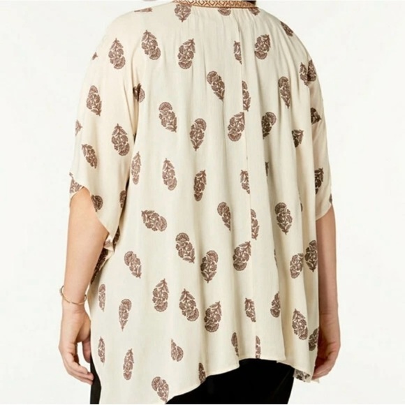 Style & Co. Open Front Cardigan Kimono 2X Tassel Beachy Vacay Travel Boho Cream - Picture 15 of 16